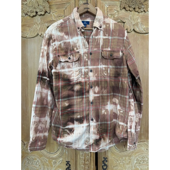 Upcycled Flannel Lead With Grace Fairy Patch Bleach Dye Boho Shirt Medium - Picture 4 of 7